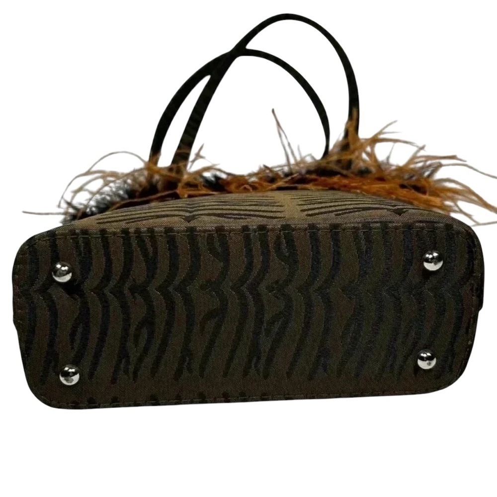 Feathery Handbag Attention Getter Brown Black Evening Bag Shoulder - Picture 9 of 10